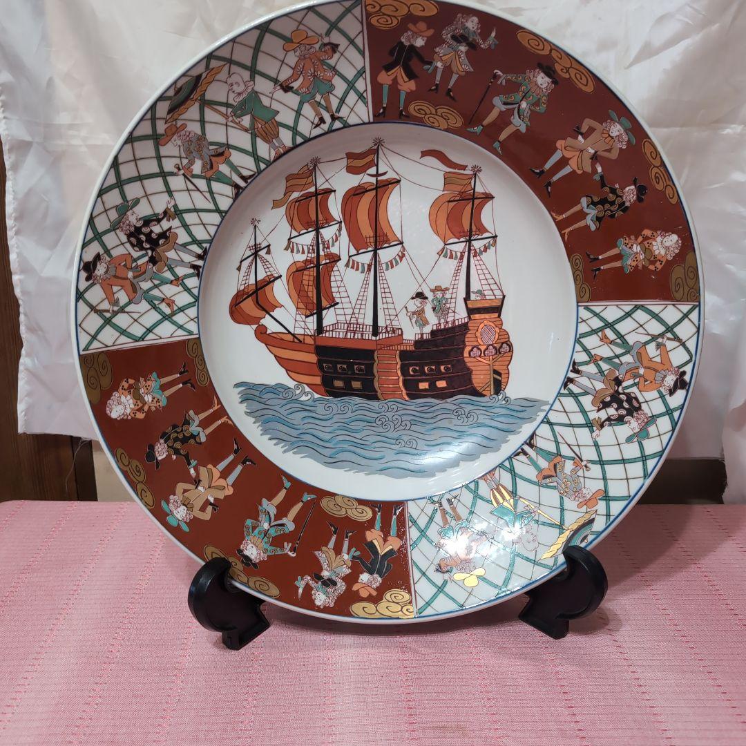 古伊万里南蛮船人物図兜皿