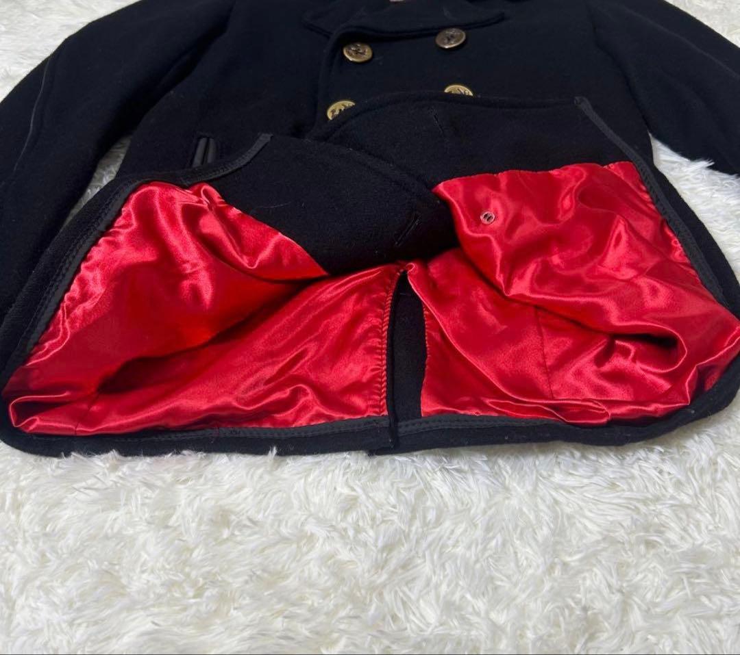 希少　Schott ショット389ピーコート 　金ボタン　裏地　赤　黒 ウール