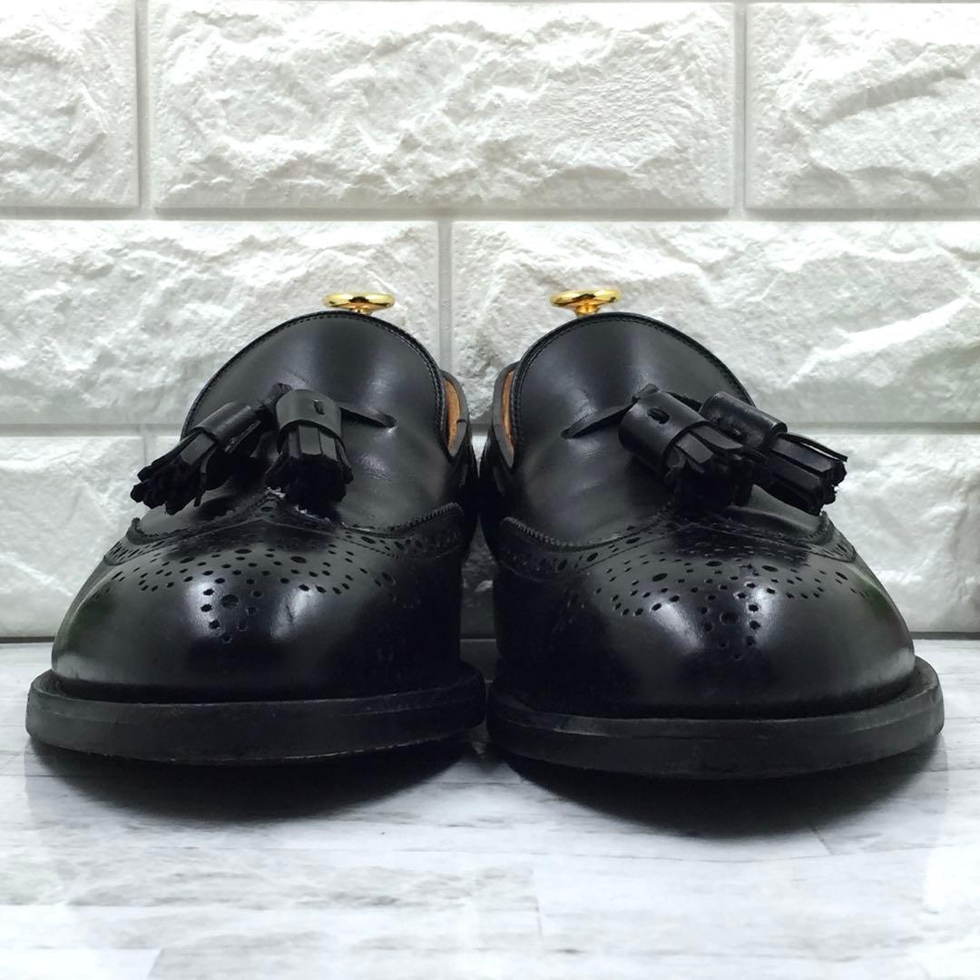 【美品】スコッチグレイン ウィングチップタッセルローファー 25.5cm 黒