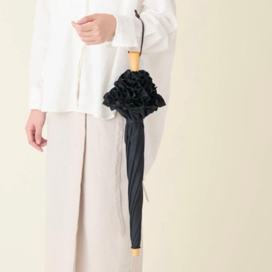 サンバリア100＊折りたたみ日傘 2段折 フリル ネイビー